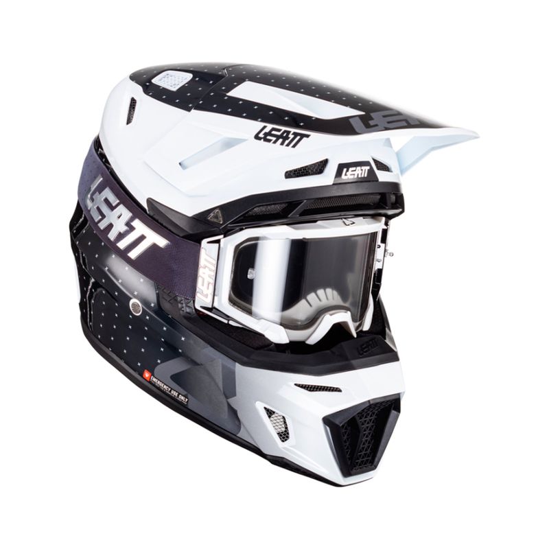 LEATT - Kit Leatt Casco Con Antiparra Moto 8.5 V24 Negro Blanco XL