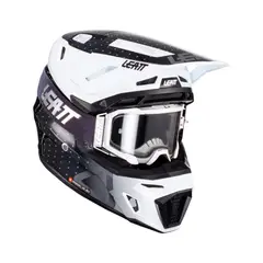 LEATT - Kit Casco Con Antiparra Moto 8.5 V24 Negro Blanco XL