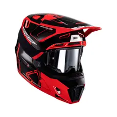 LEATT - Kit Casco Con Antiparra Moto 7.5 V24 Rojo M