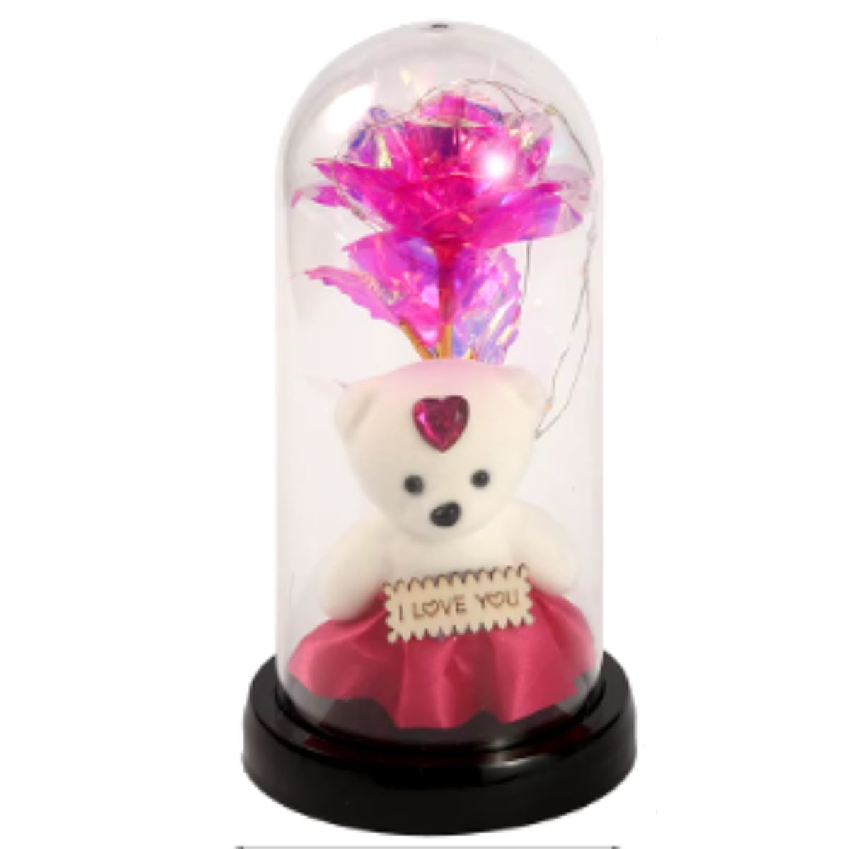 GENERICO - Osito y Rosa en Cúpula de Cristal