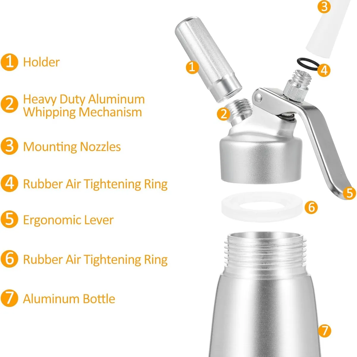 KUANGYE - Dispensador De Crema Batida Para Postres 500 Ml