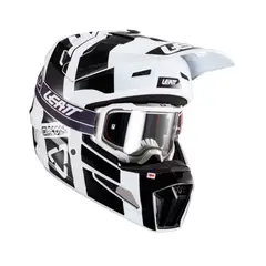 LEATT - Kit Casco Con Antiparra Moto 3.5 V24 Negro Blanco M