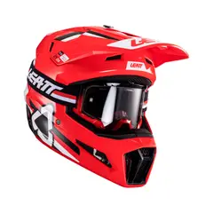 LEATT - Kit Casco Con Antiparra Moto 3.5 V24 Rojo M
