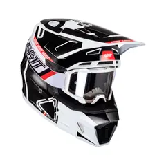 LEATT - Kit Casco Con Antiparra Moto 7.5 V24 Negro Blanco XXL