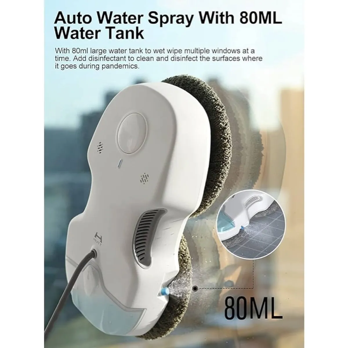 HUTT - HUTT C65 Robot Limpiacristales con Tanque de Agua 80ML 3800Pa