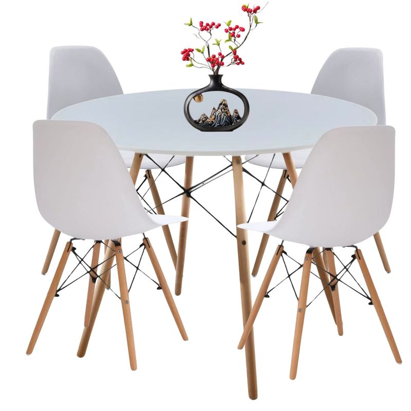 GENERICO - Juego de Comedor 80x80 cm Blanco 4 personas