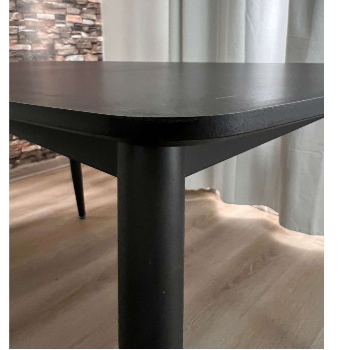 GENERICO - Mesa de comedor estilo mármol Oval Negra 120×70 cm patas de fierro