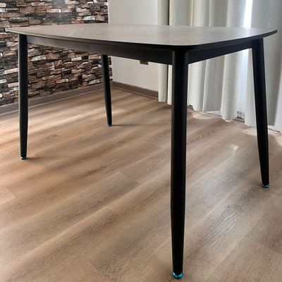 Imagen 2 del producto Mesa de comedor estilo mármol Oval Gris 120×70 cm patas de fierro