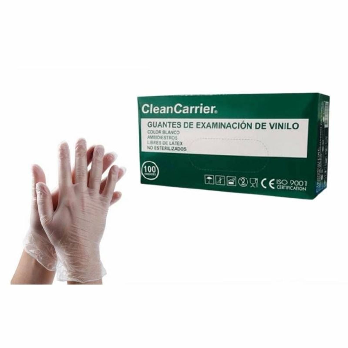 CLEANCARRIER - Guantes Vinilo Transparente Talla M Cleancarrier Caja X100
