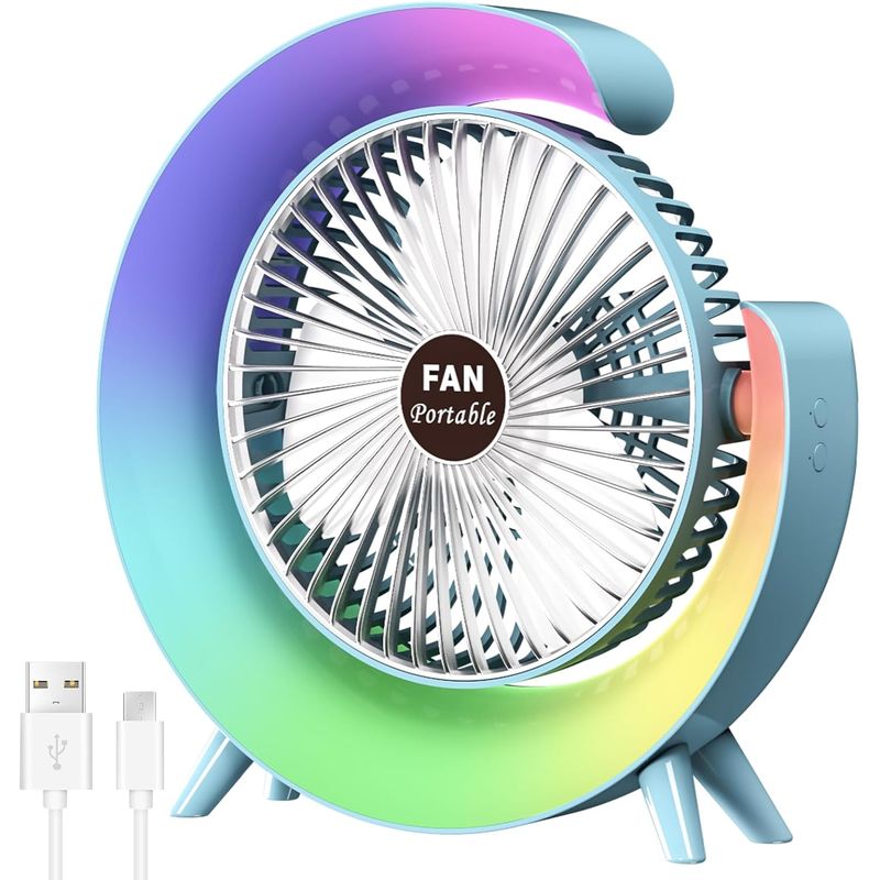 GENERICO - Ventilador Pequeño Portátil Carga Usb Con Luz Led