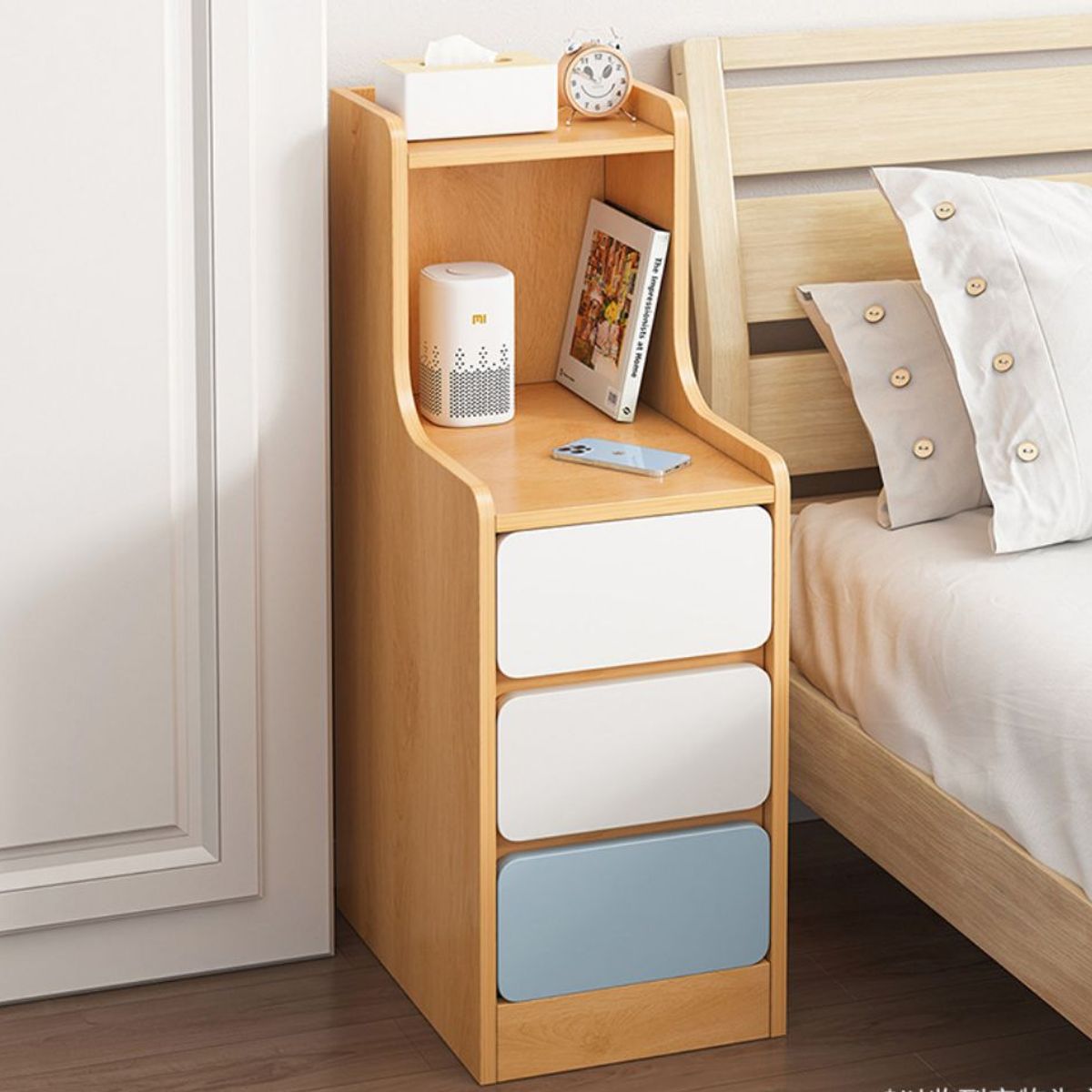 CASA BELLA - VELADOR MESITA NATURAL ANGOSTA 3 CAJONES