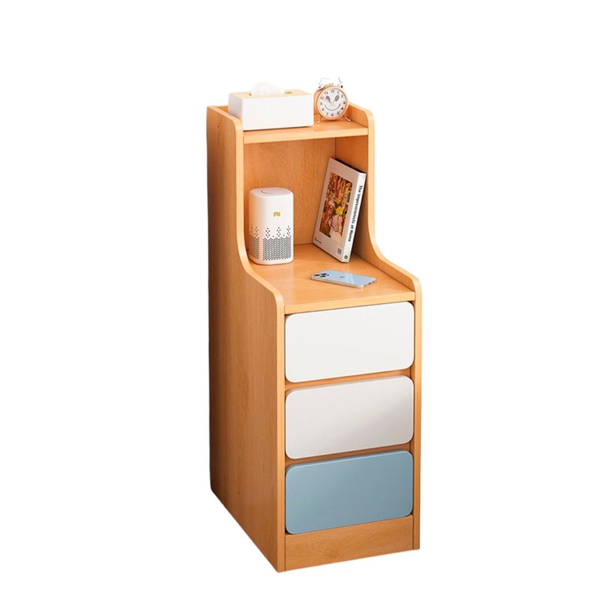 CASA BELLA - VELADOR MESITA NATURAL ANGOSTA 3 CAJONES