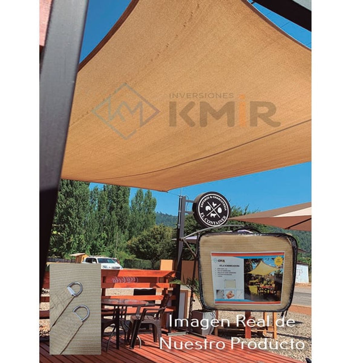 GENERICO - Toldo Vela Sombreadora 2x5 Beige 95% de Sombra