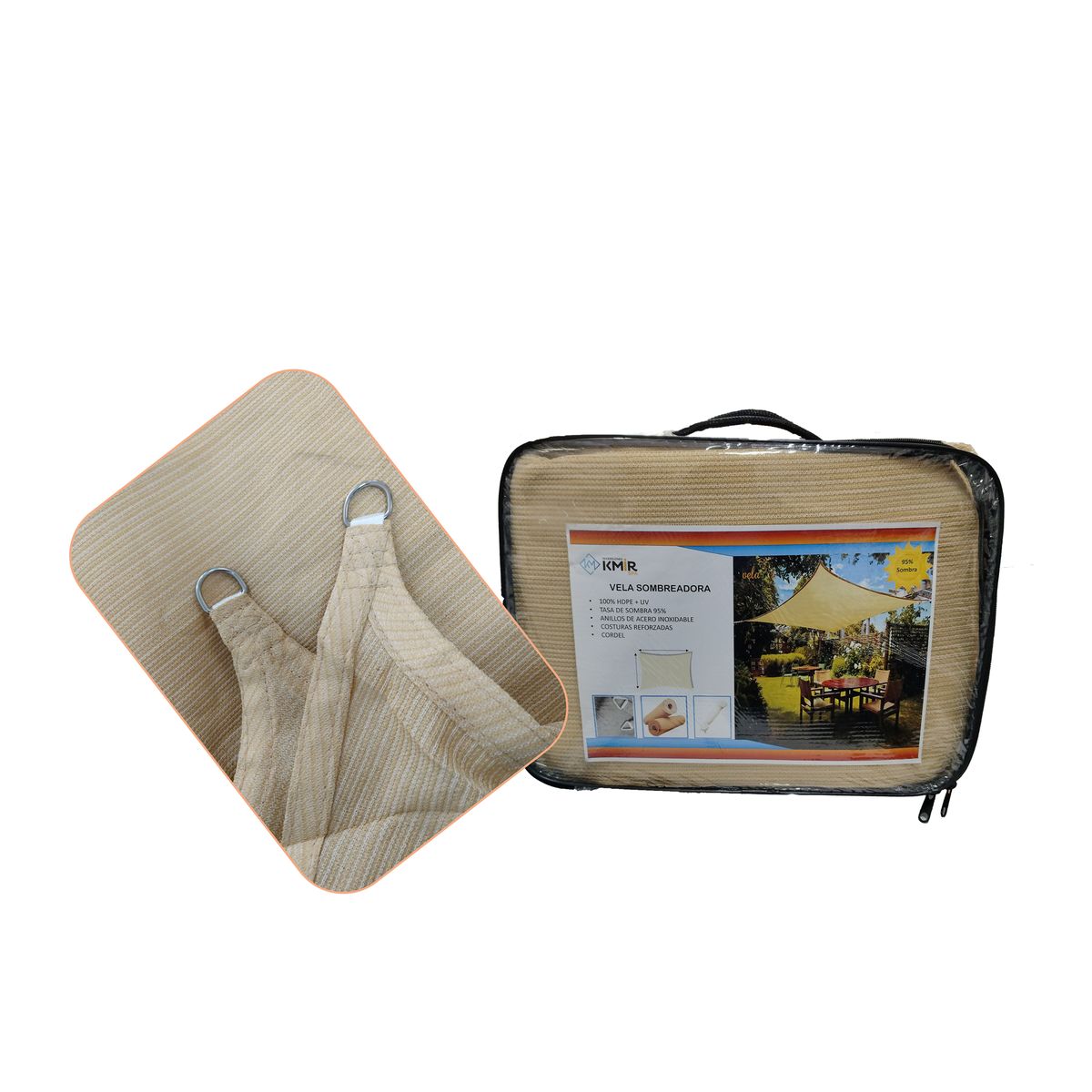 GENERICO - Toldo Vela Sombreadora 3x5 Beige 95% de Sombra