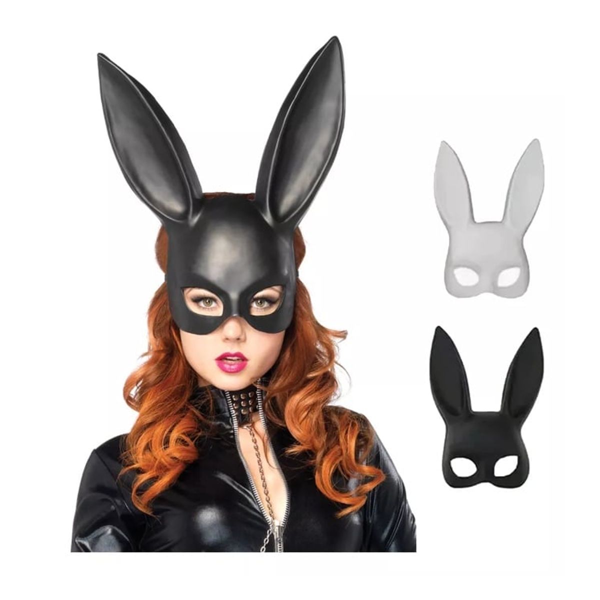 GENERICO - Kit 2pz Máscara y Orejas De Conejo Playboy Blanco+negro