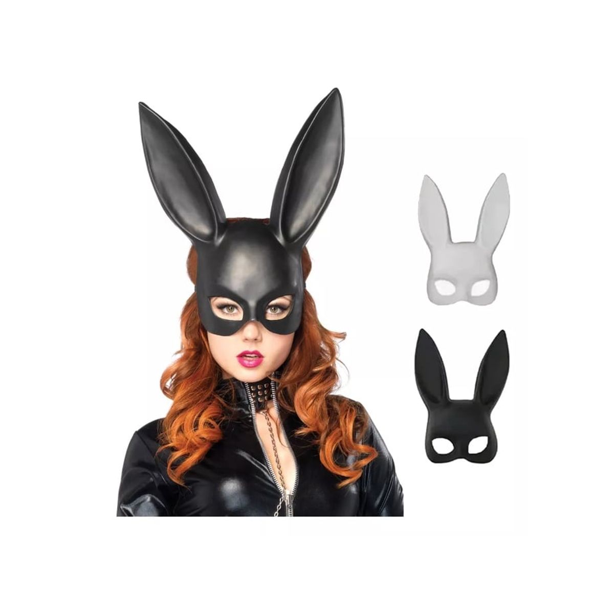 GENERICO - Kit 2pz Máscara y Orejas De Conejo Playboy Blanco+negro