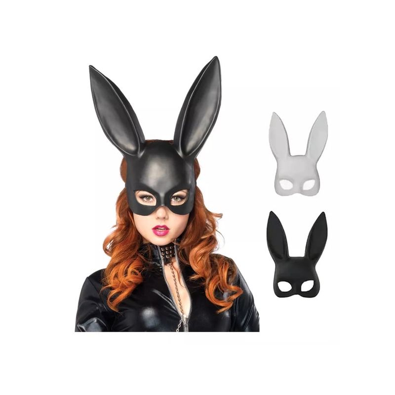 GENERICO - Kit 2pz Máscara y Orejas De Conejo Playboy Blanco+negro