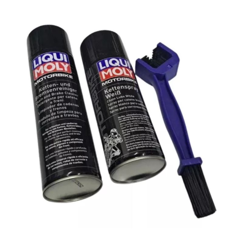 GENERICO - Pack Limpiador Y Grasa Cadena Moto Liqui Moly + Cepillo