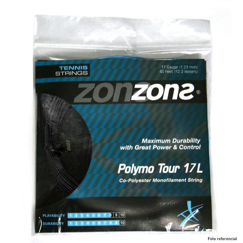 ZONS - Set Cuerda Tenis Zons Polymo Tour 1.23 / 17 Negro