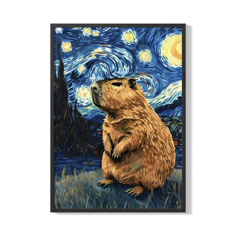 CREANGO - CUADRO POSTER CAPIBARA NOCHE ESTRELLADA 33X43