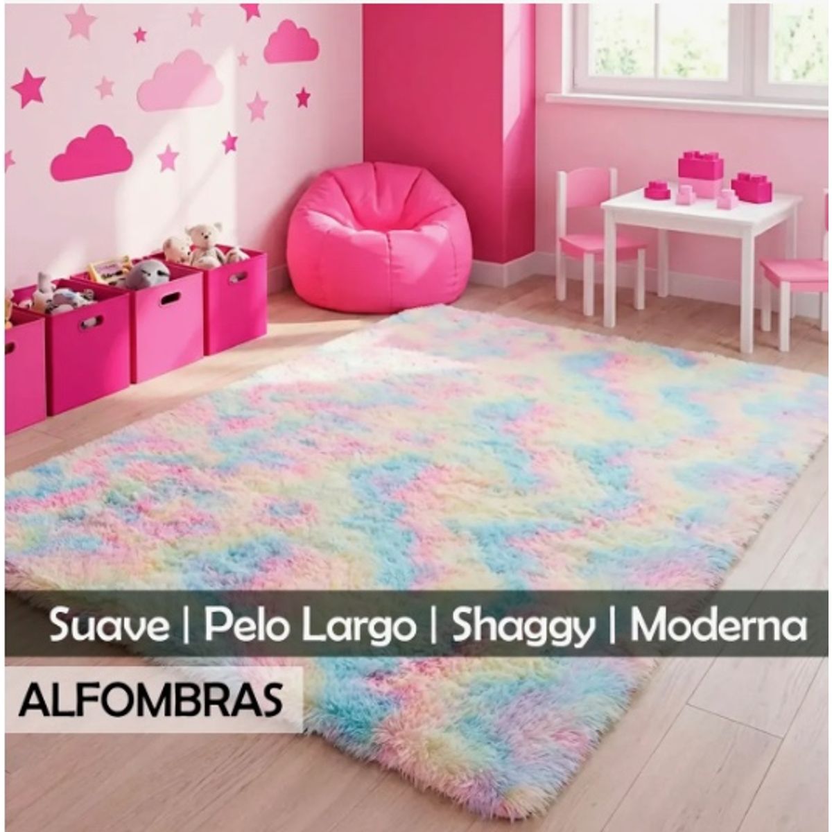 GENERICO - Alfombra Peluda Arcoíris