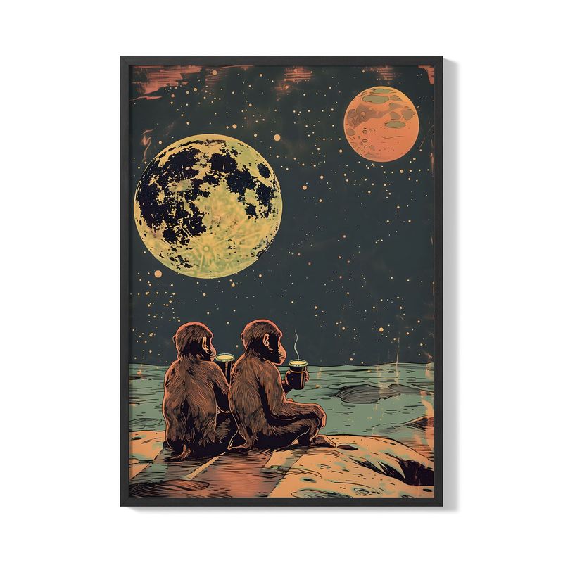 CREANGO - CUADRO POSTER MONOS VIENDO LA LUNA 33X43