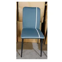 Silla de comedor Capitone Azul PACK X4 ecocuero acolchado pata fierro