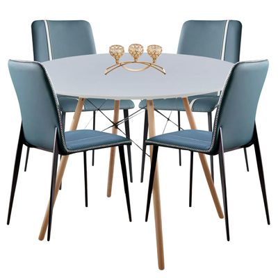 Imagen 2 del producto Silla de comedor Capitone Azul PACK X4 ecocuero acolchado pata fierro