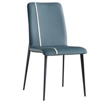 Silla de comedor Capitone Azul PACK X6 ecocuero acolchado pata fierro