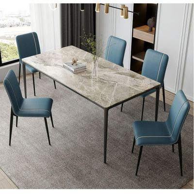 Imagen 2 del producto Silla de comedor Capitone Azul PACK X6 ecocuero acolchado pata fierro