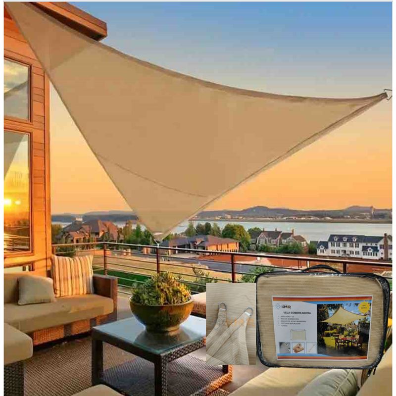 GENERICO - Toldo Vela Sombreadora 4x5x5 Triangular Beige 95% de Sombra
