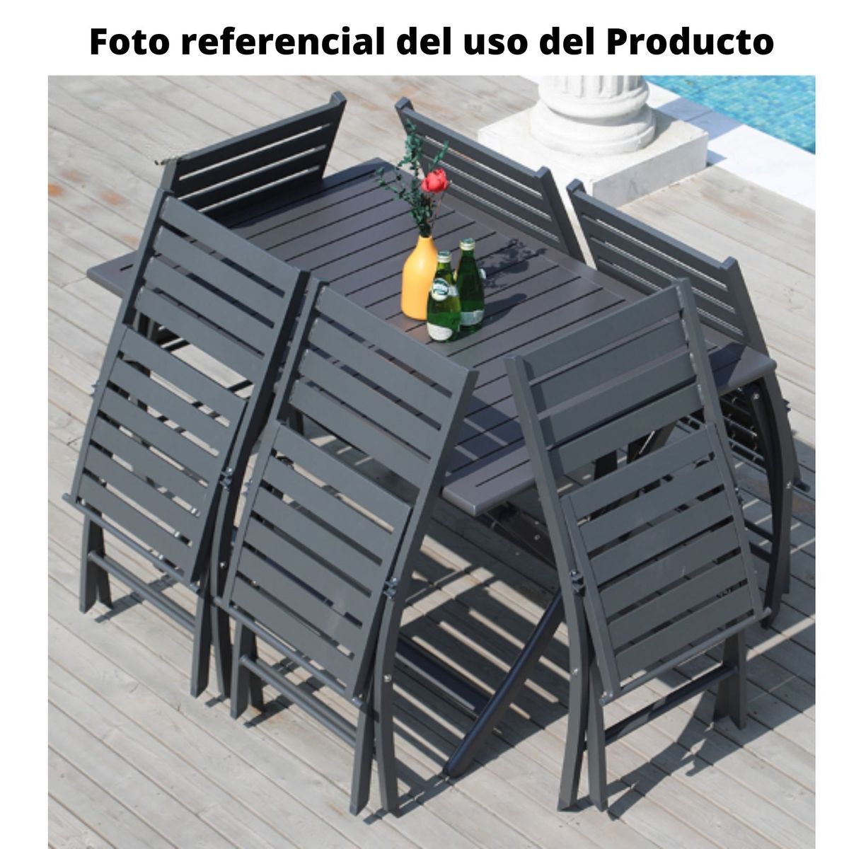 GENERICO - Silla plegables para Exteriores Pack x2 resiste agua y sol Negro