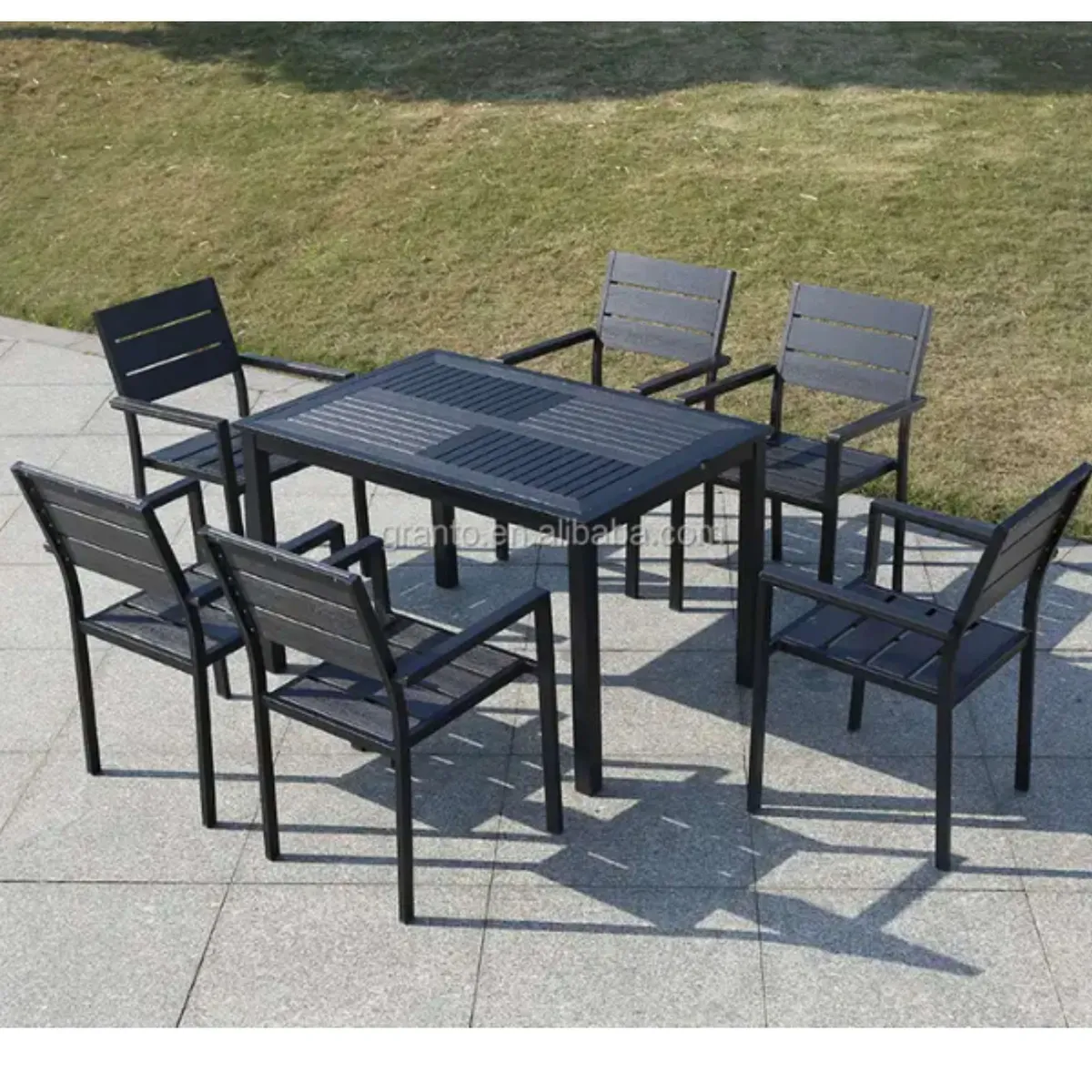 GENERICO - Juego De Comedor para exterior Terraza 6P resiste agua y sol Negro