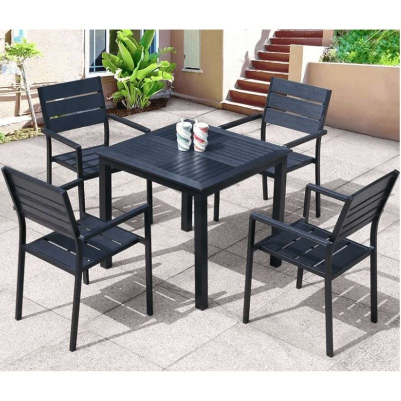 GENERICO - Juego De Comedor para exteriores 80x80 cm Negro Terraza Restaurante