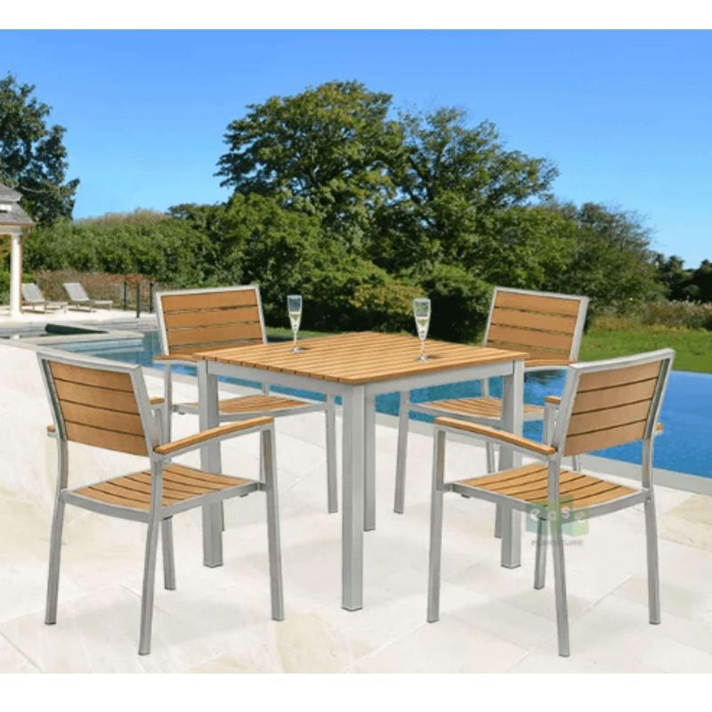 GENERICO - Juego De Comedor para exteriores 80x80 cm Negro Terraza Restaurante