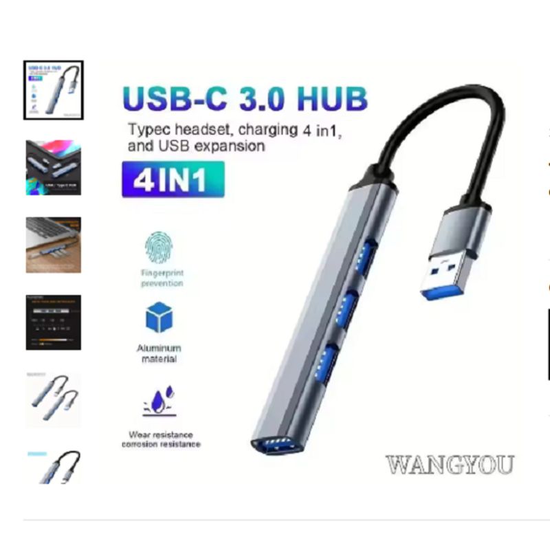 GENERICO - Hub Adaptador USB 3.0  o Tipo C Multipuerto 4 en 1