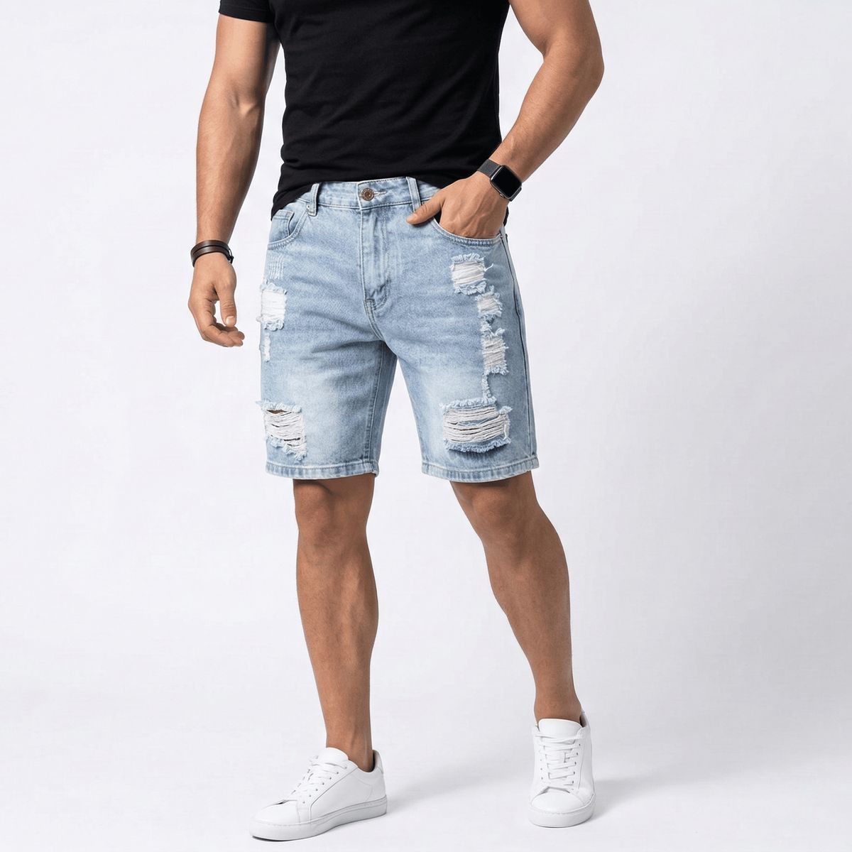 D'JOE - Short Jeans Hombre Super Destroyed