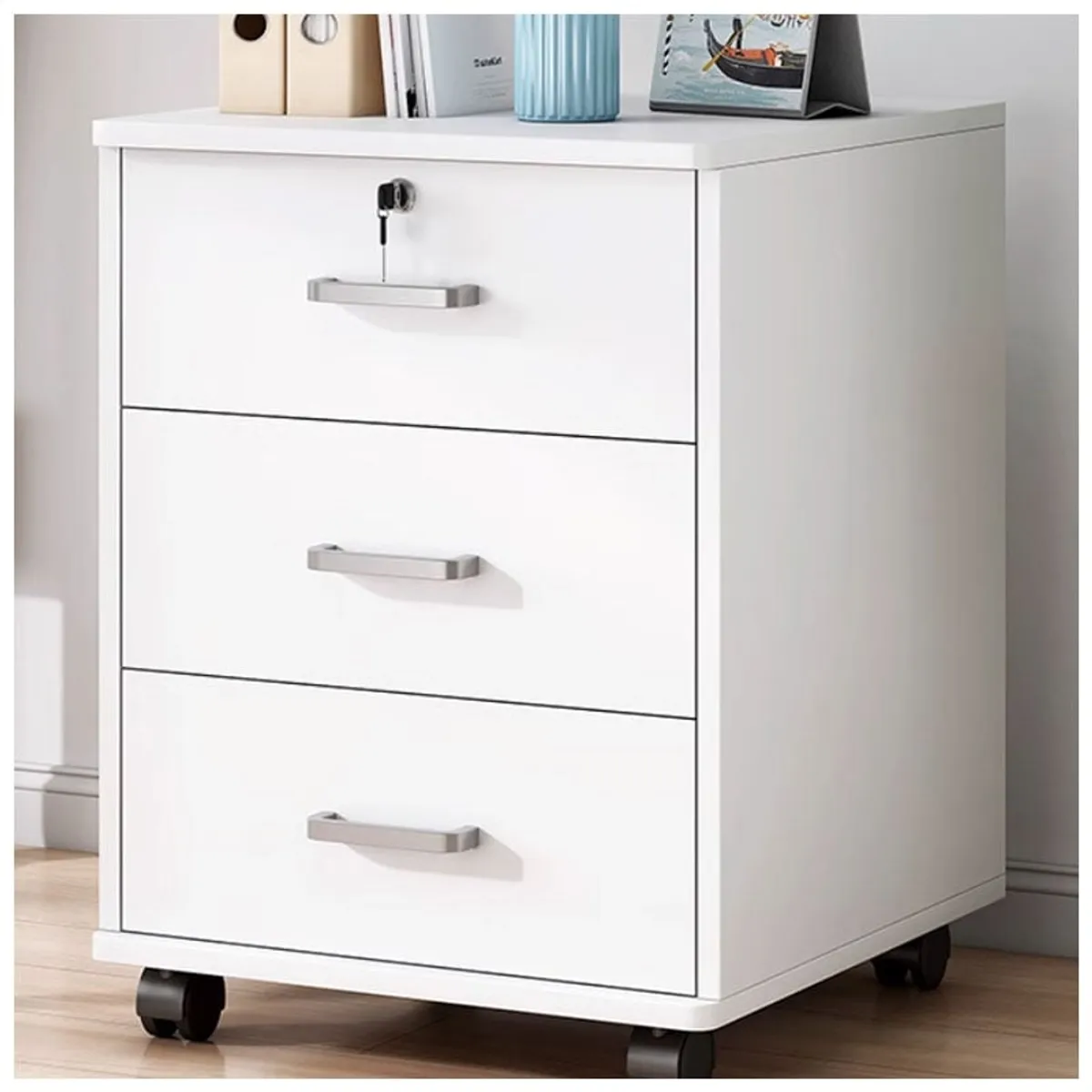 DELI - Cajonera Oficina Con Llaves Y Ruedas Escritorio Madera