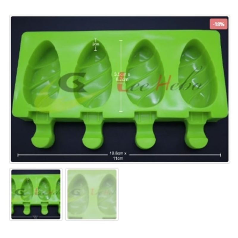 GENERICO - Molde De Silicona Molde Figura Paleta de Helado 4 Divisiones