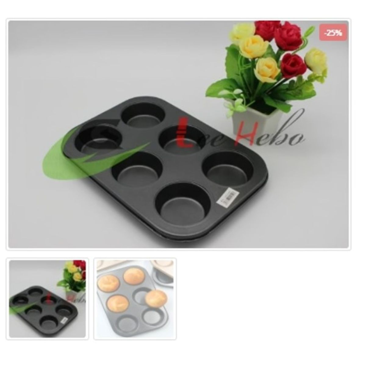 GENERICO - Molde Cup Cakes De 6 Divisiones Aluminio