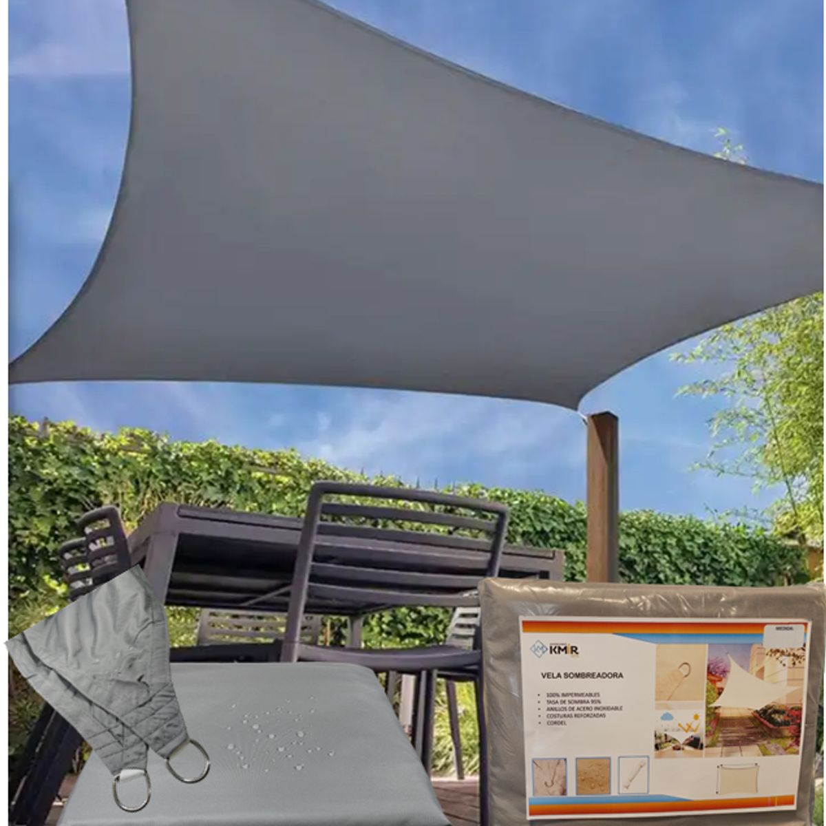 GENERICO - Lona Sombreadora 2x3 Impermeable Gris