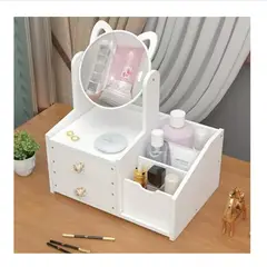 GENERICO - Organizador de Maquillaje Con Espejo Diseño Gato Armable
