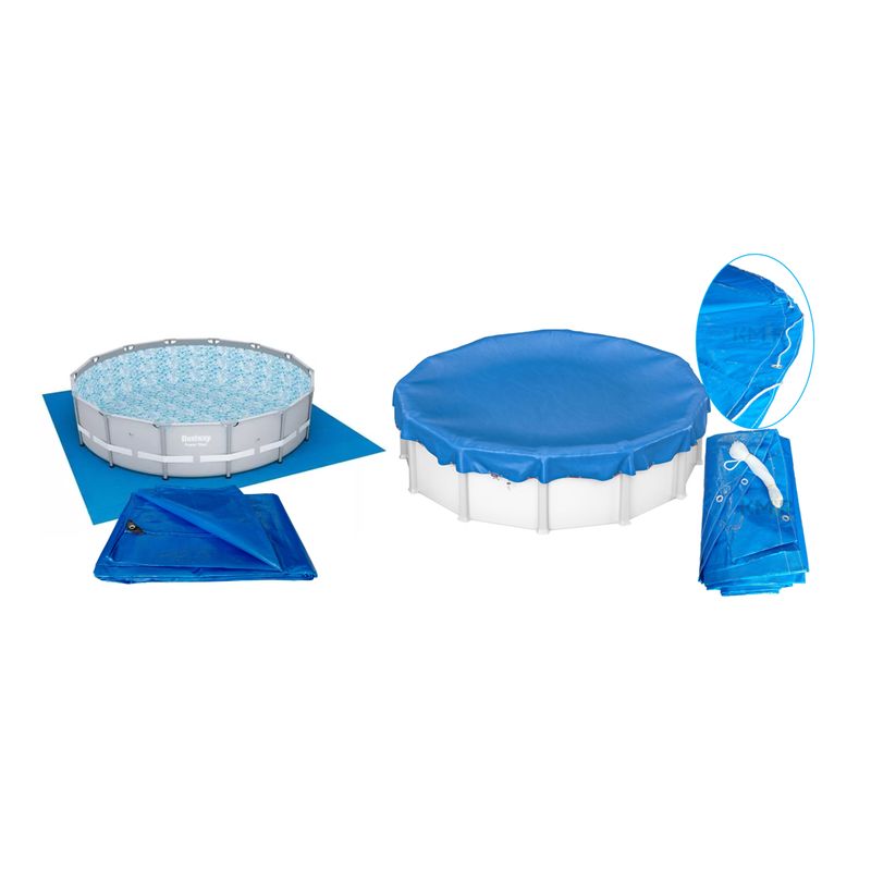 GENERICO - Cobertor + piso protector para Piscina de 3.05 Redonda Resistentes