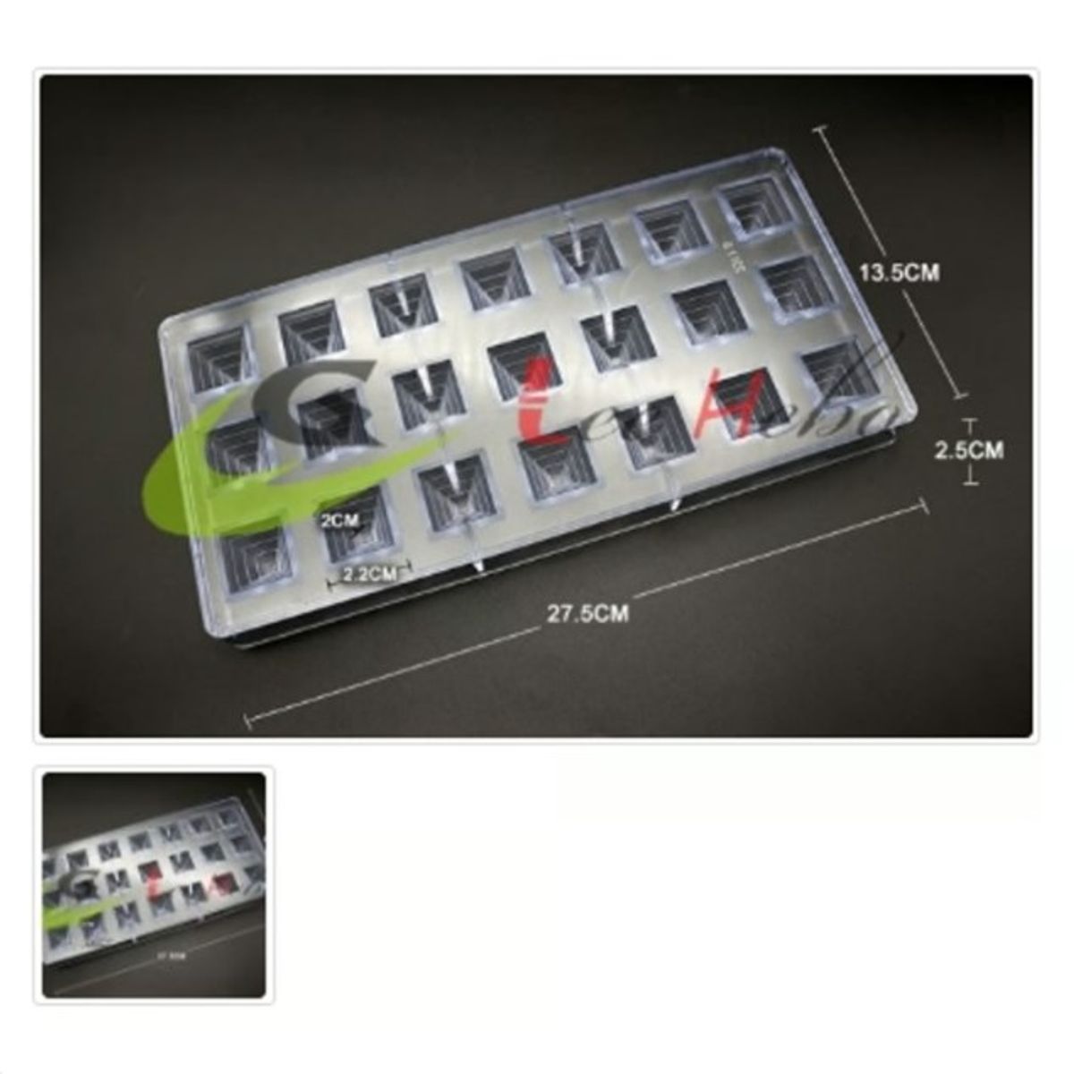 GENERICO - Molde Acrilico Para Chocolate 21 Divisiones Forma Cuadrada