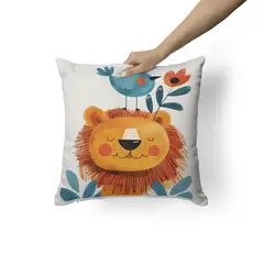 CREANGO - COJIN DECORATIVO LEON Y PAJARO BEBES