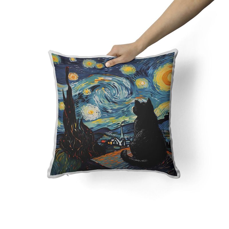 CREANGO - COJIN DECORATIVO GATO NOCHE ESTRELLADA