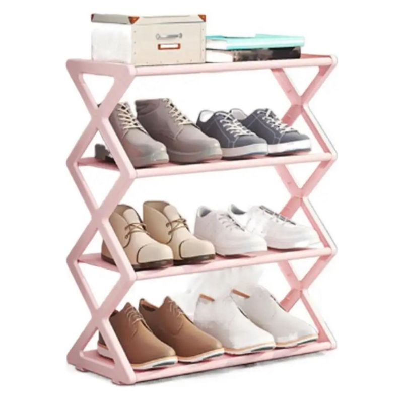 GENERICO - Zapatero Armable Tipo Z Organizador 4 Niveles Ordenador Rosa