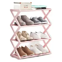 GENERICO - Zapatero Armable Tipo Z Organizador 4 Niveles Ordenador Rosa