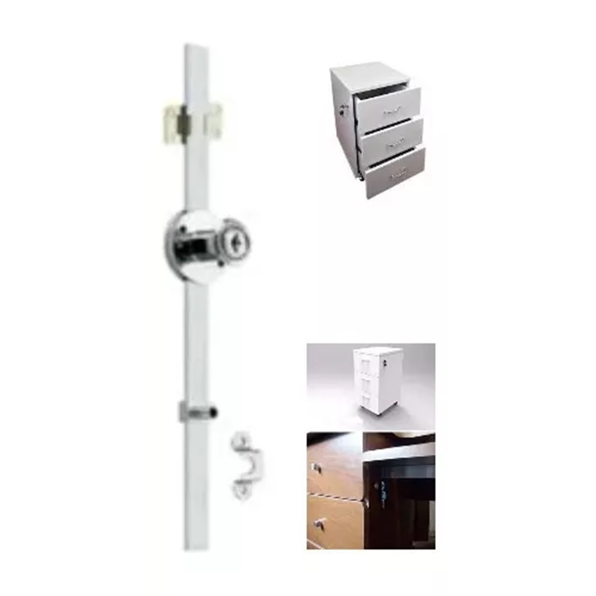 GENERICO - Cerradura Chapa Lateral Kardex Cajonera 1pcs Para 3 Cajones 50cm