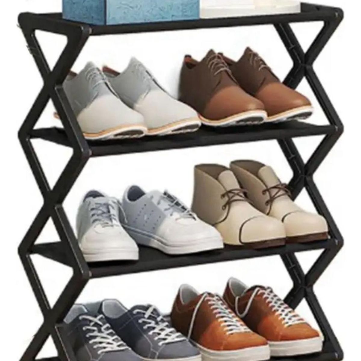 GENERICO - Zapatero Armable Tipo Z Organizador 4 Niveles Ordenador Verde